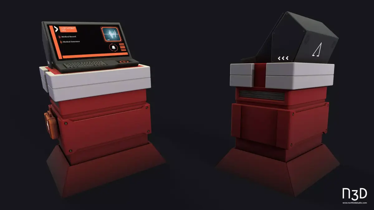 Stylized Sci-fi Medical Information Desk Low-poly 3D model