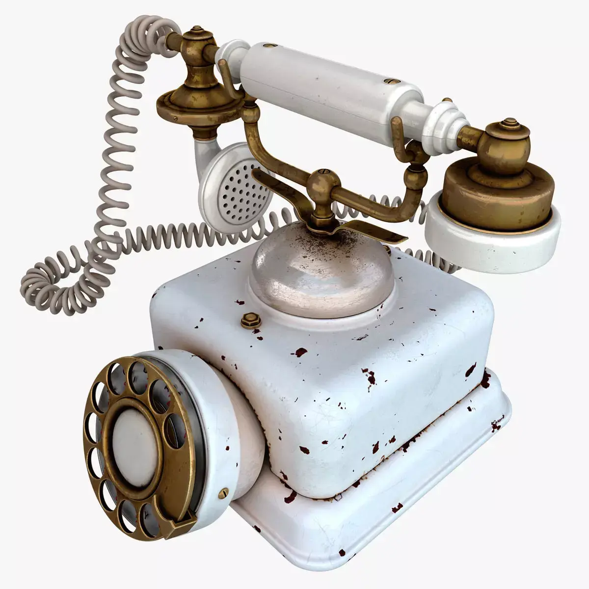 Rusty Old Rotary Phone 3D model
