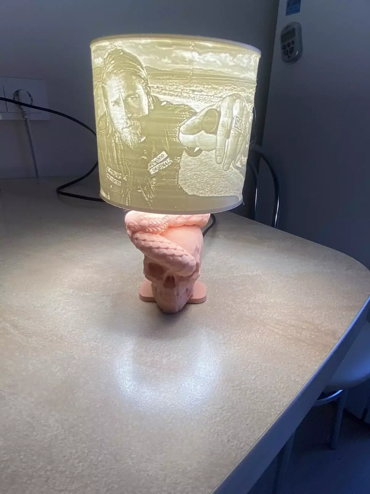Sons of anarchy lithophane lamp with skulls and snakes 3D print model
