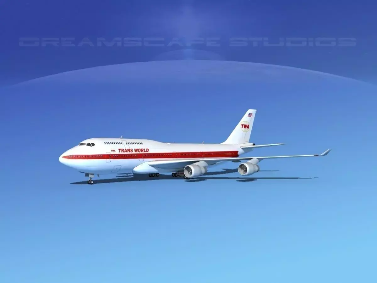 Boeing 747-400 TWA 3 3D model