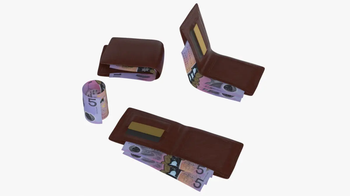 Australia 5 Dollar Wallet Money Purse 3D model