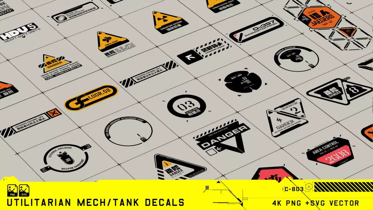 Utilitarian Mech-Tank Decals Texture