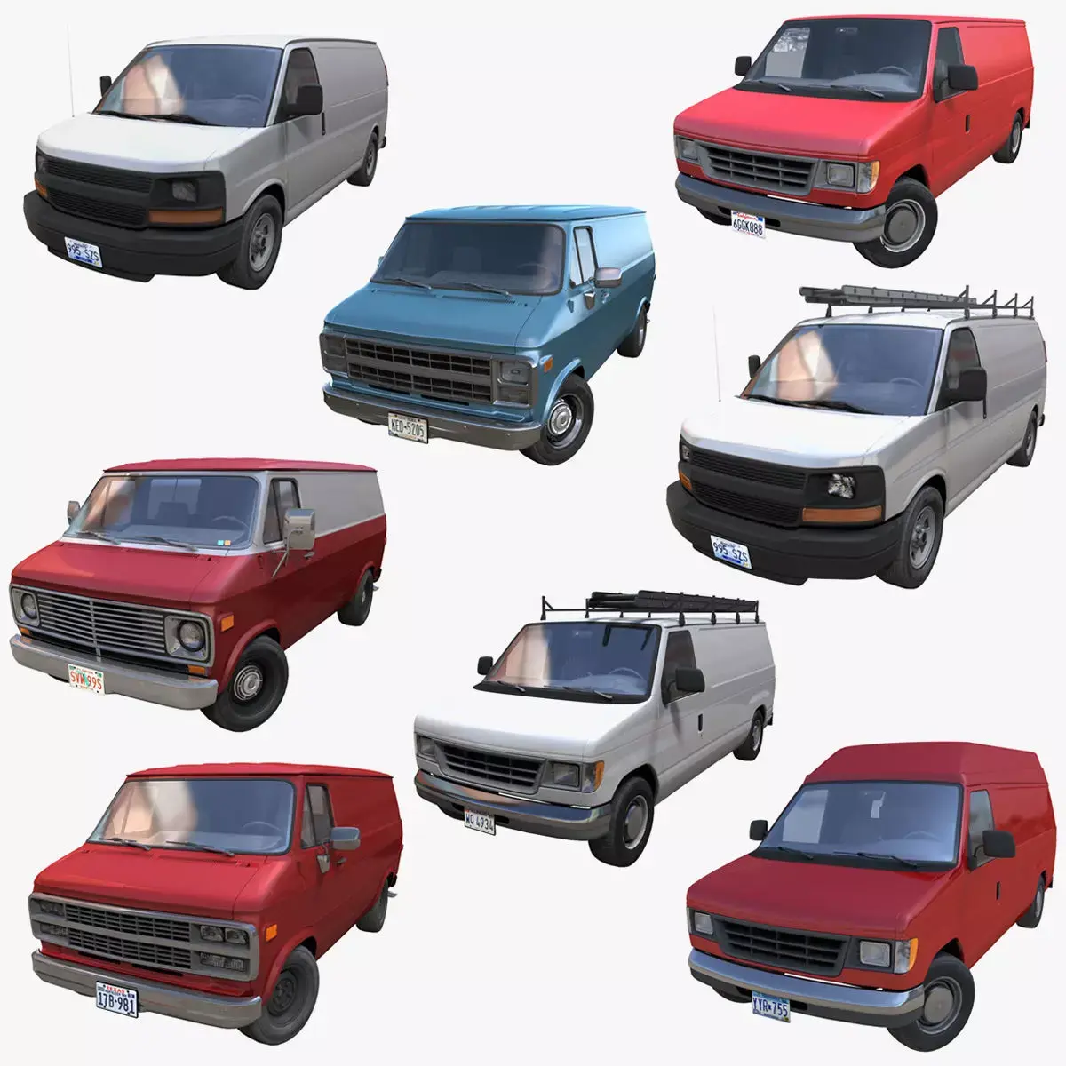 Industrial vans collection 3D Model Pack