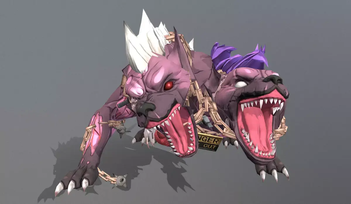 HYBRID Monster Double Head Hyena Dog Multi Attak 3D model