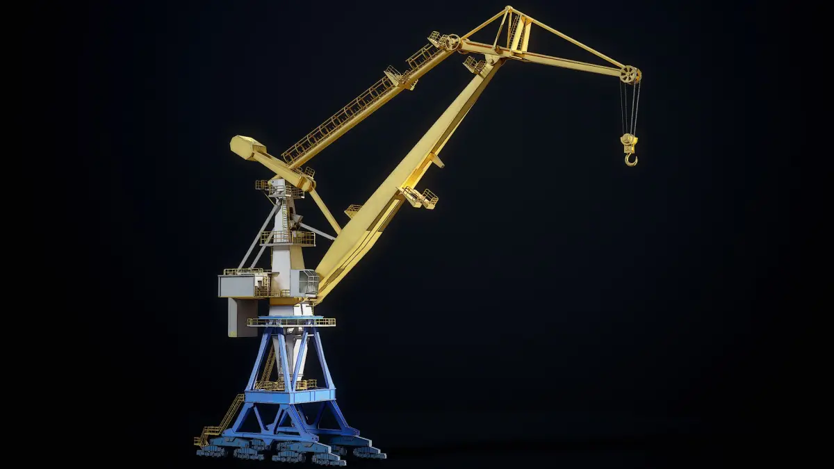 Double JIB Level Luffing Port Crane 3D model