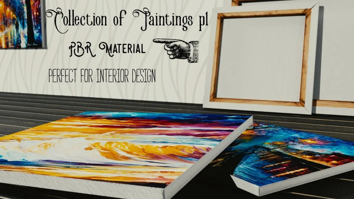 Collection of Paintings part 1 - 7 Assets Low-poly 3D model