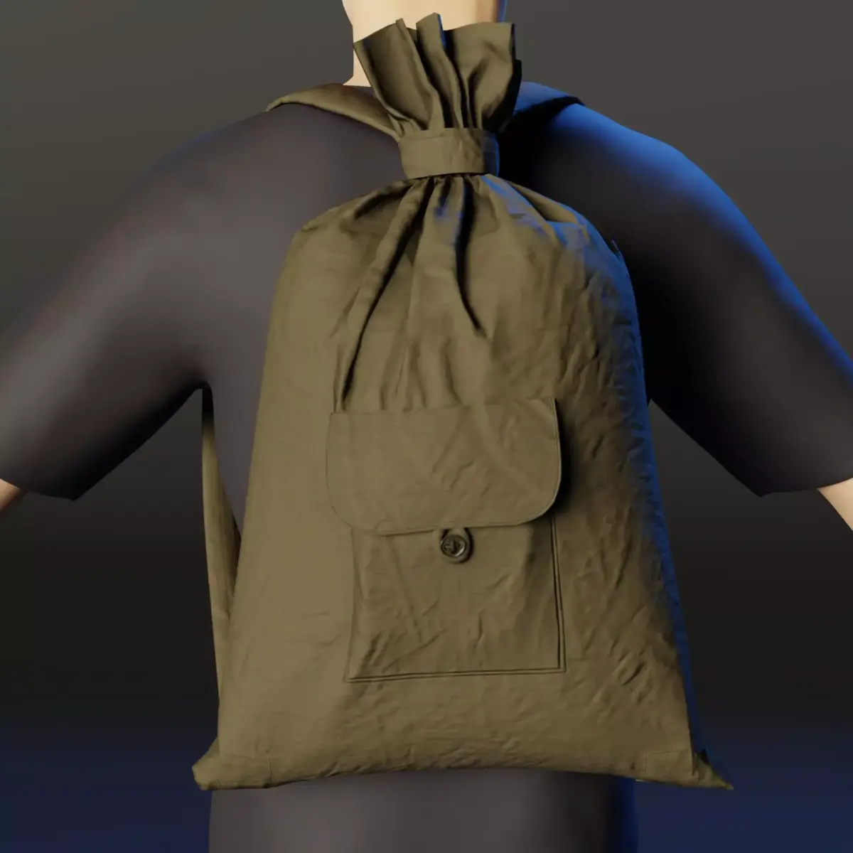 Army duffle bag Low-poly 3D model