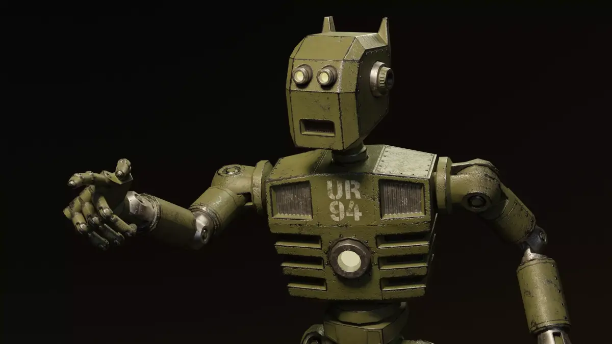 Mechanical Robot in Steampunk style Low-poly 3D model