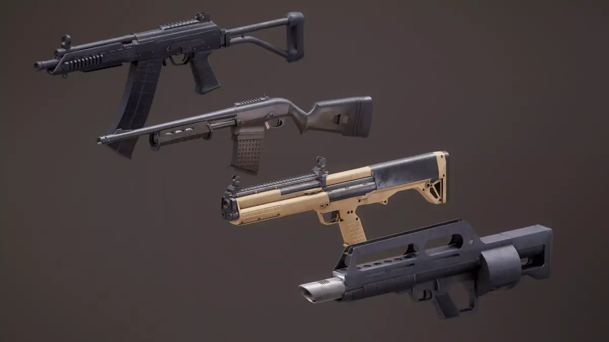 Shotgun Set 2 rifle Low-poly 3D model