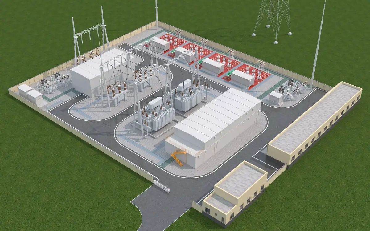 Electrical power substation-power station 3D model