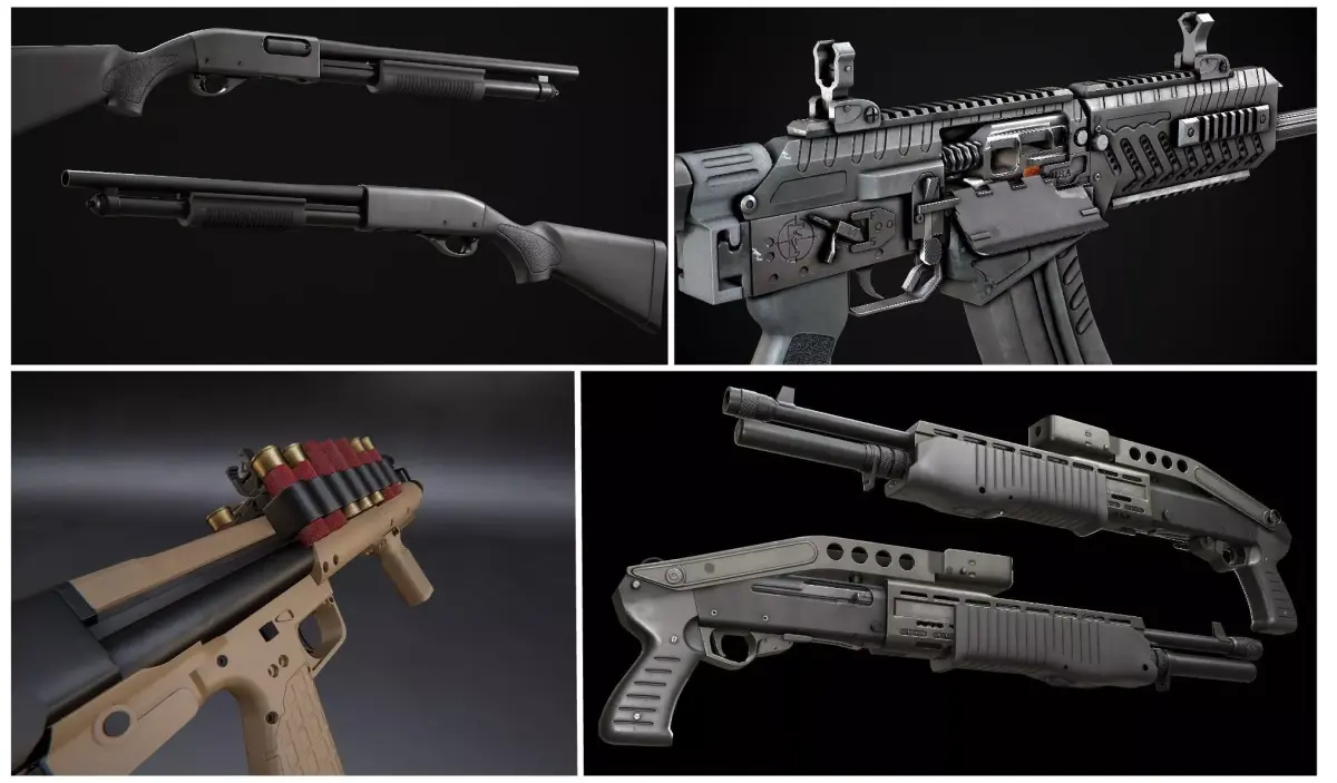 Modern AAA Shotgun Pack Game Ready PBR Low-poly 3D model