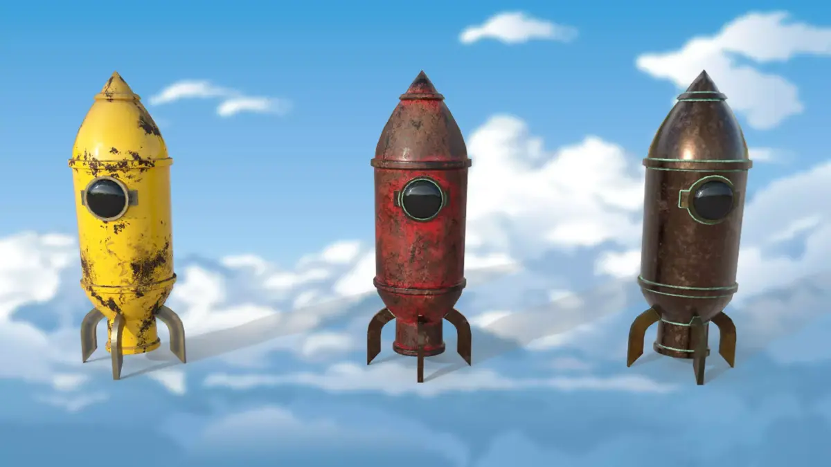 Bomb sea rocket PBR low-poly 3D model Low-poly 3D model