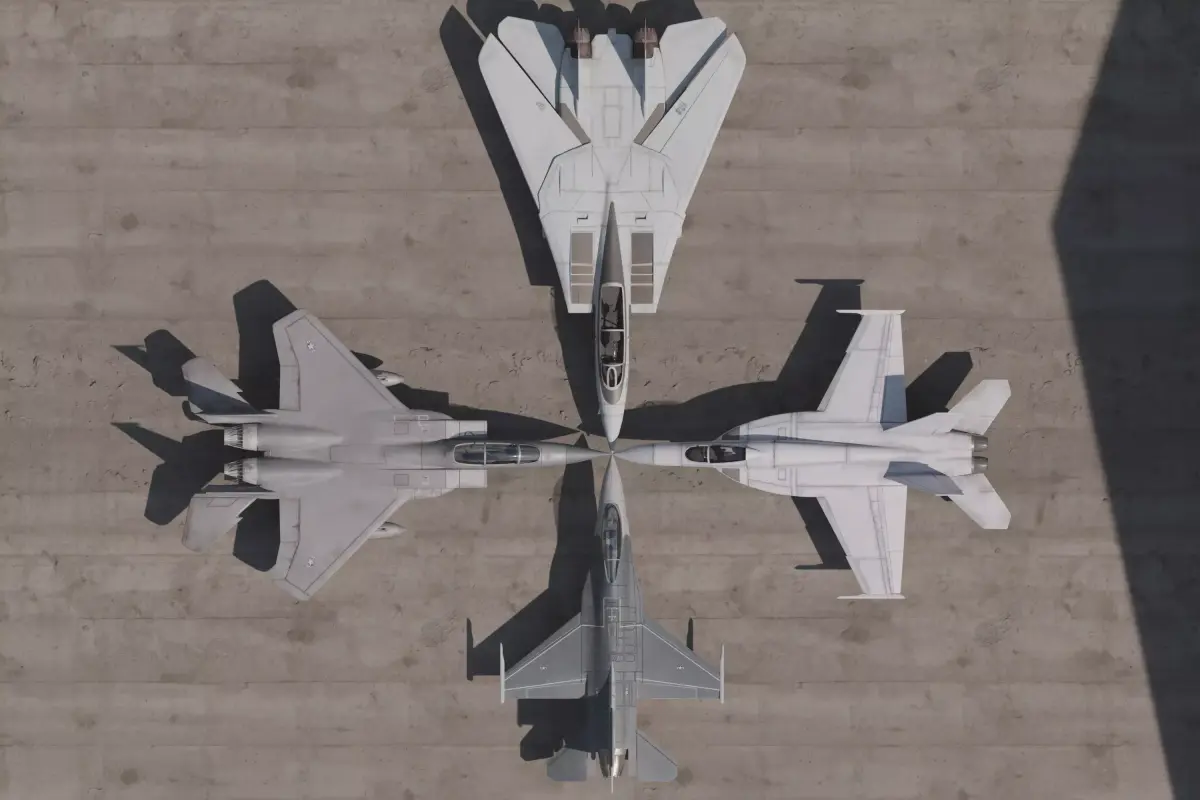 4th generation fighter F14-F15-F16-F18 Low-poly 3D model