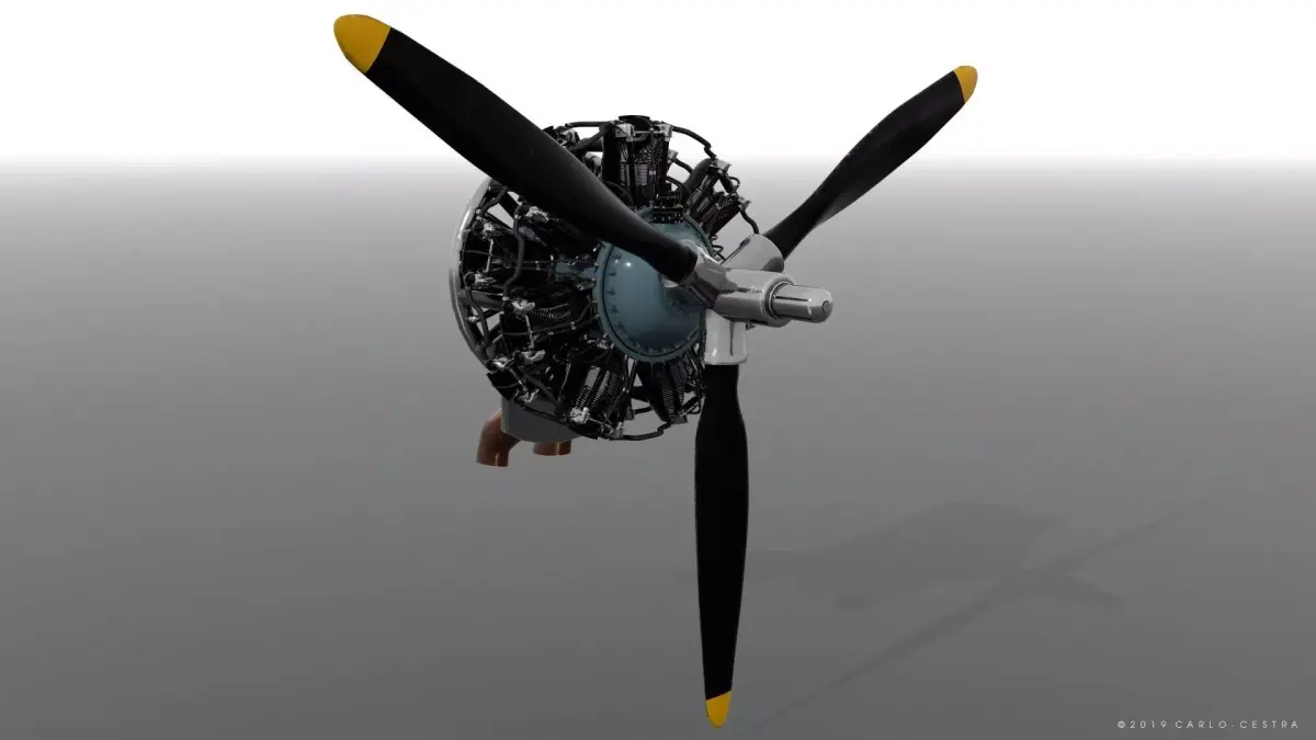 R-1830 Twin Wasp Aircraft Engine 3D model