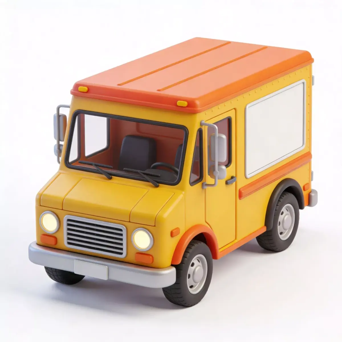Stylized Yellow Delivery Van Toy Low-poly 3D model