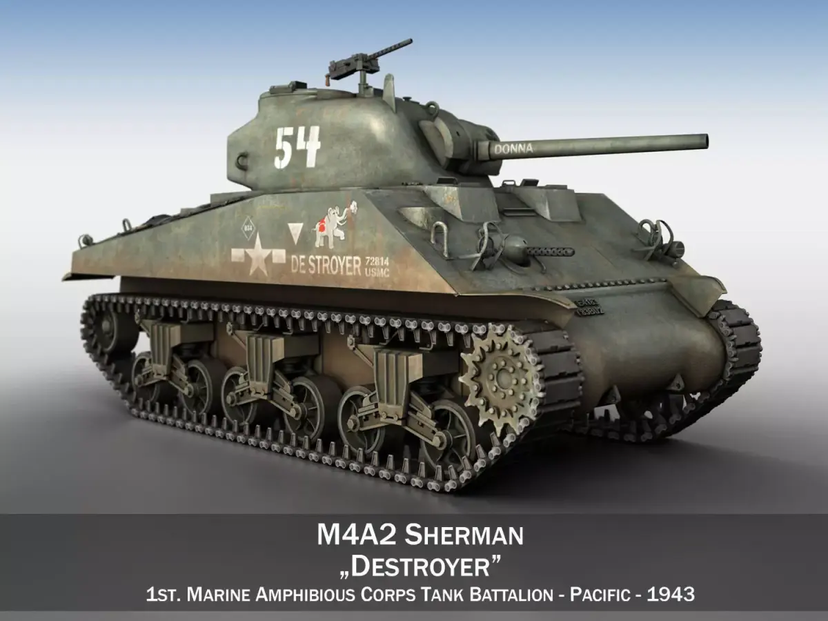 M4A2 Sherman - Destroyer 3D model