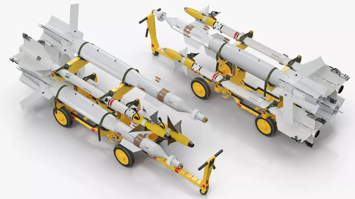Missile Deck Cart with Training Missiles 3D model