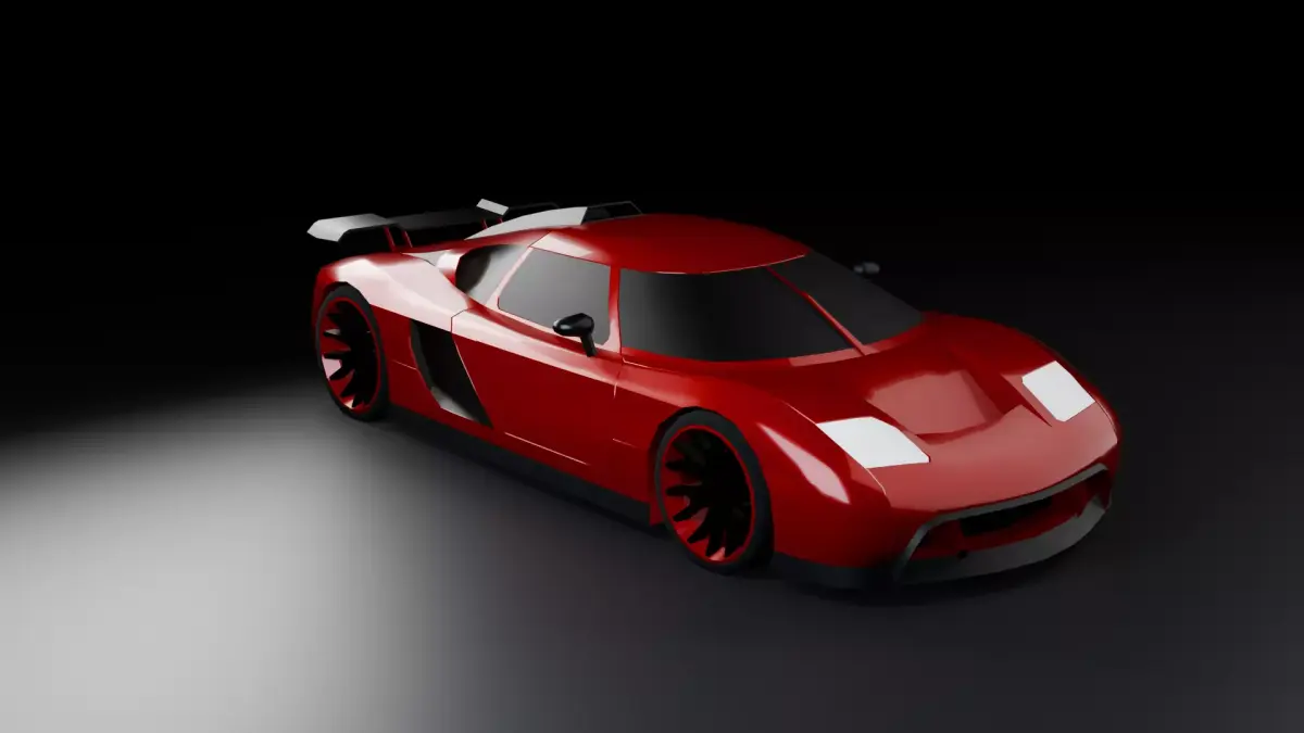 Low Poly Sports Car Game Ready Vehicle Red Supercar Low-poly 3D model
