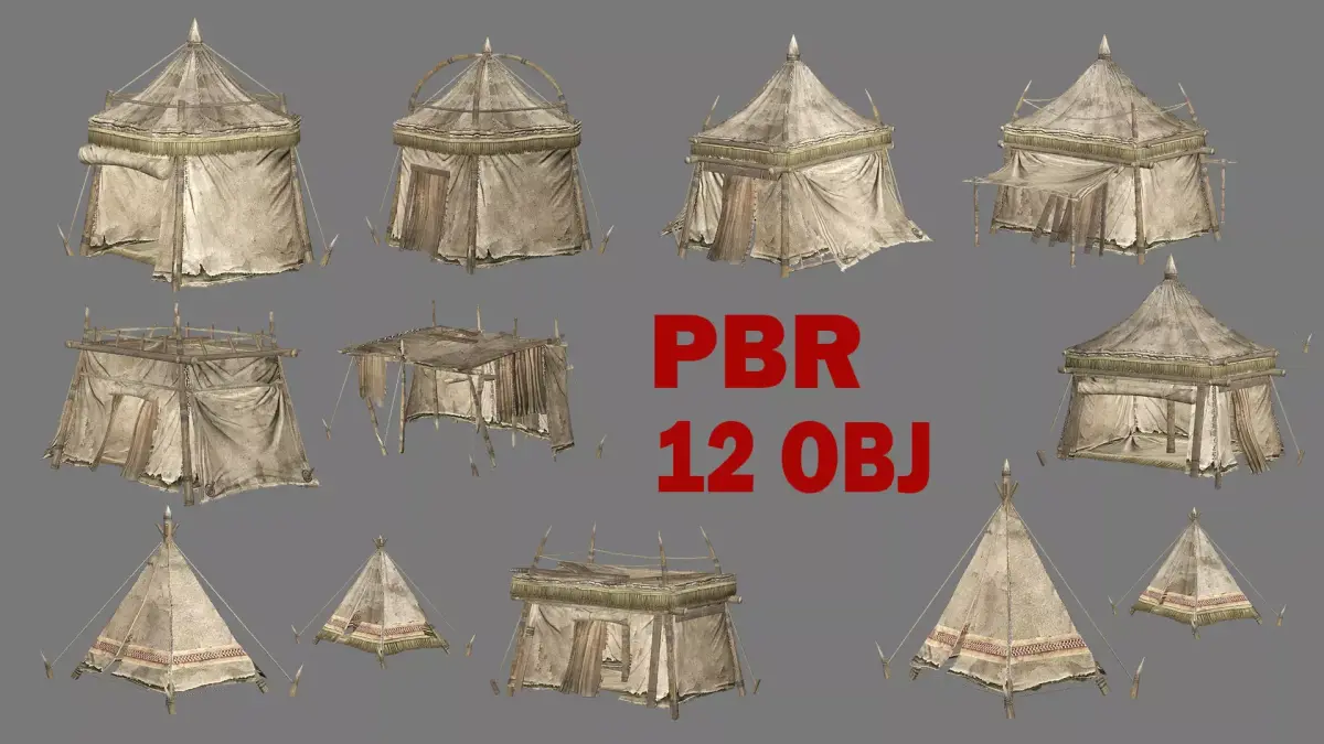 Medieval Market Tent Stalls Collection 3D Model Low-poly 3D model purchase