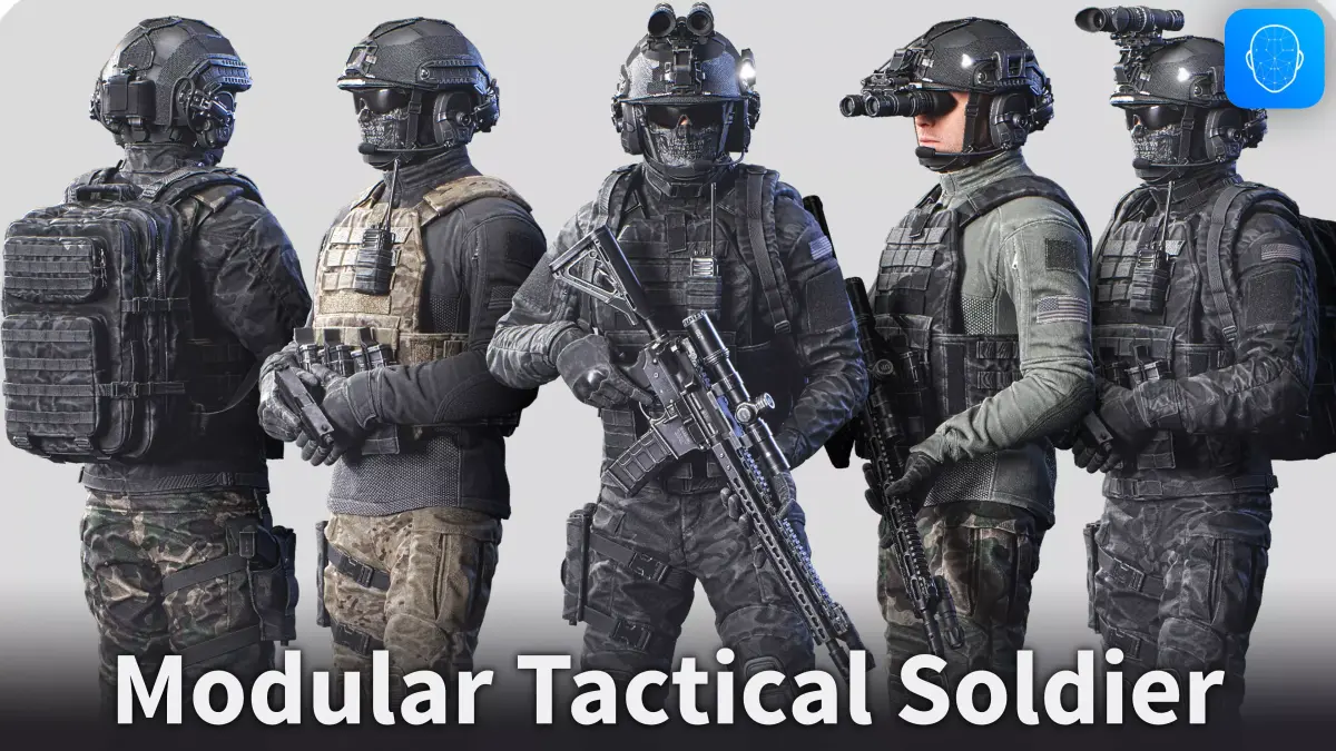 Modular Soldier Character Army Tactical Spec Ops 03 Low-poly 3D model