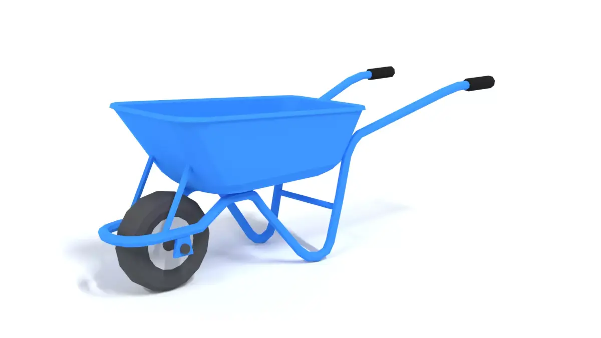 Low Poly Cartoon Wheelbarrow Low-poly 3D model