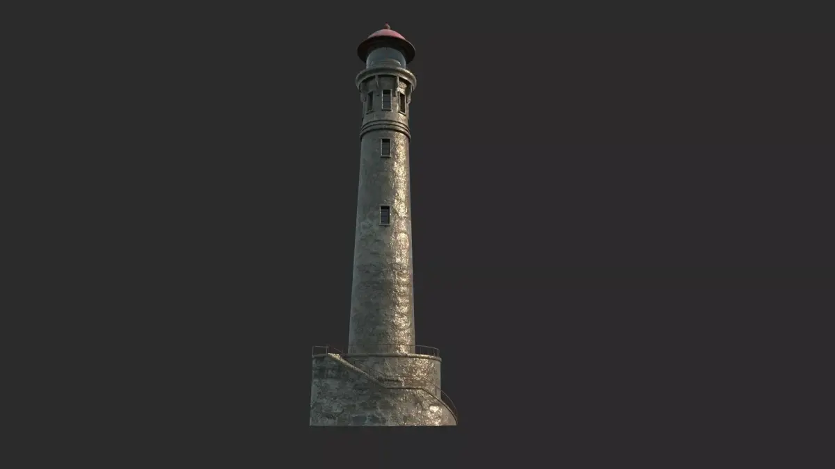The old-fashioned lighthouse by the seaside 3D model