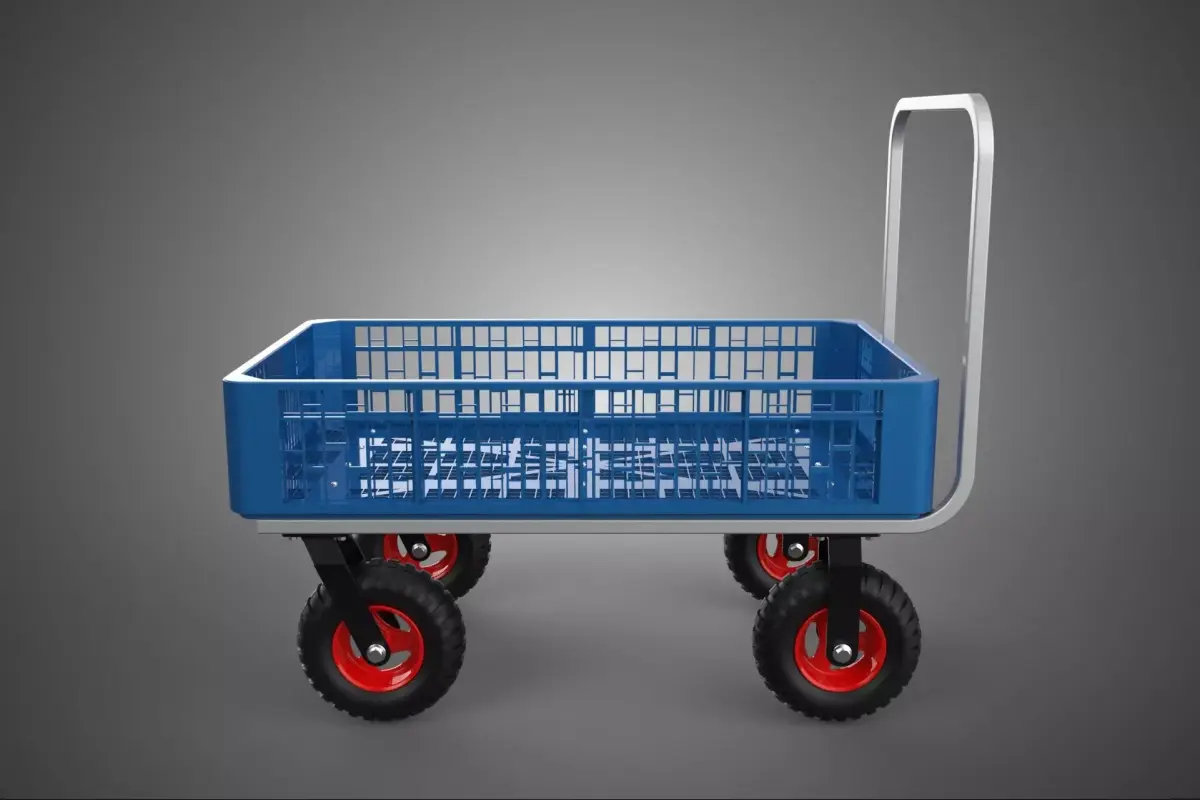 PUSHCART CRATE GRID TUB WAGON TROLLEY 4 FOUR SWIVEL CASTER WHEEL 3D model