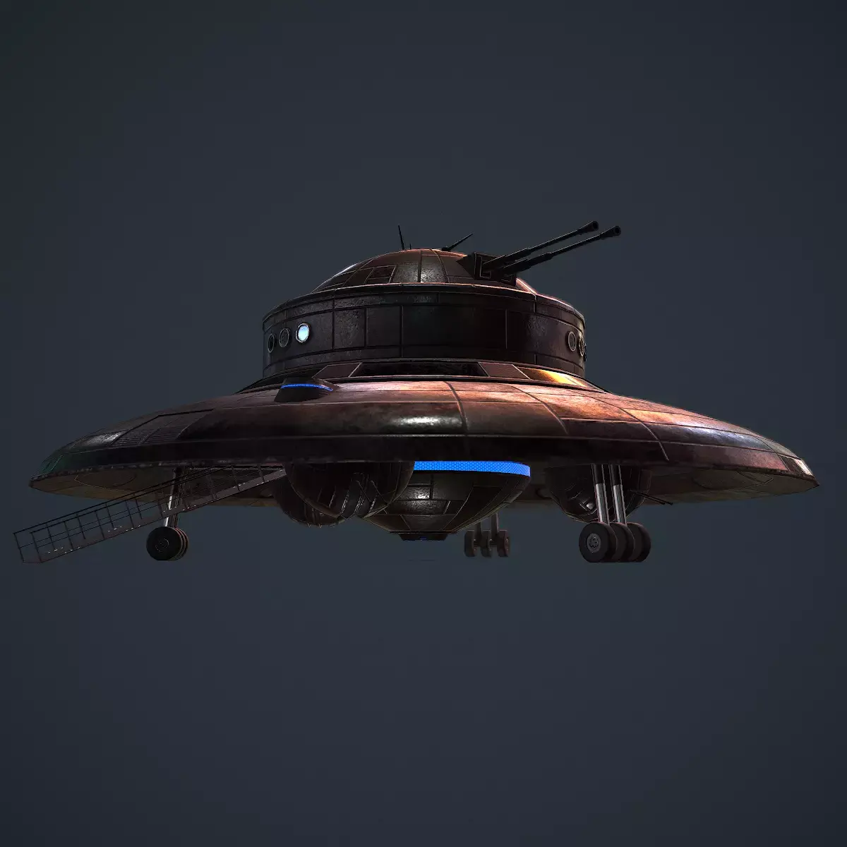 RIGGED WWII German Nazi UFO Prototype Haubenu II Low-poly 3D model
