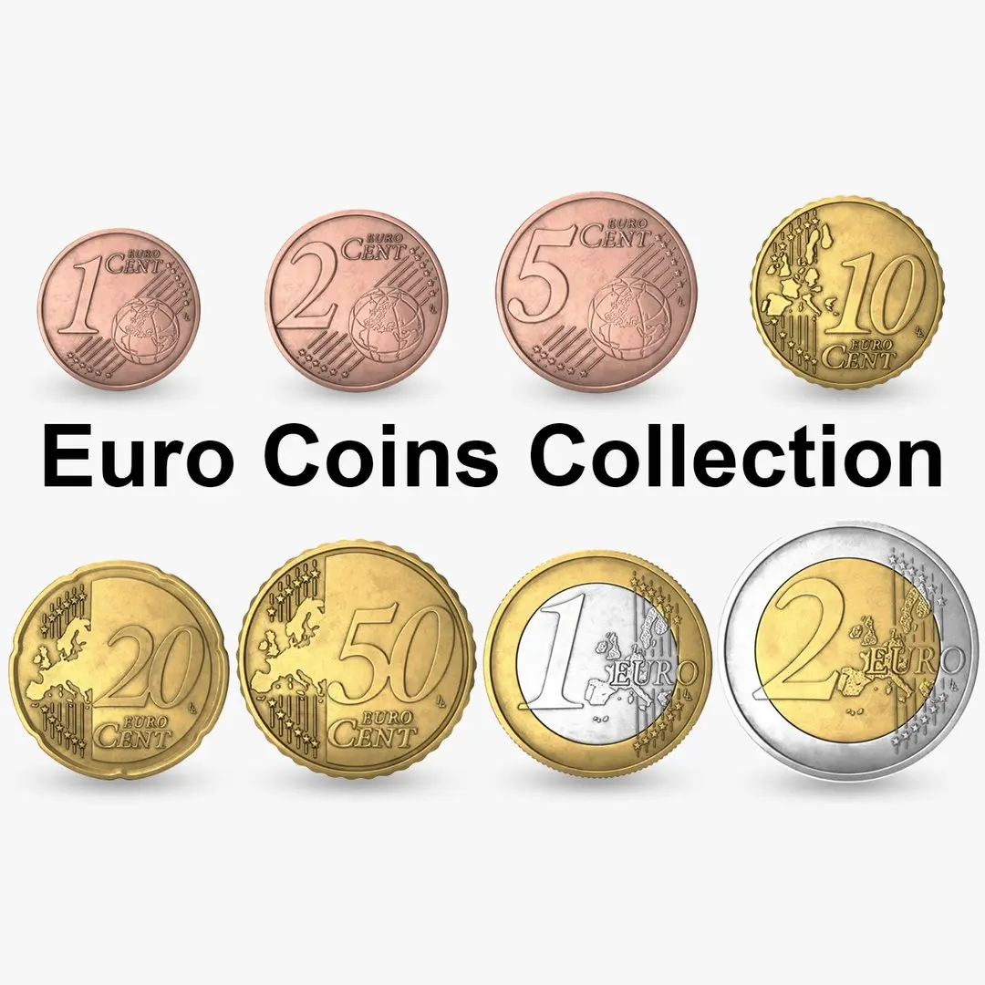 Euro Coins Collection PBR 3D model