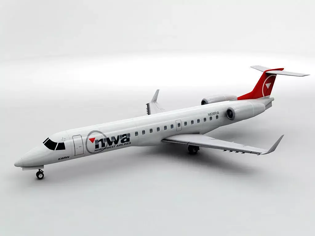 Embraer ERJ 145 - Northwest Airlines Low-poly 3D model