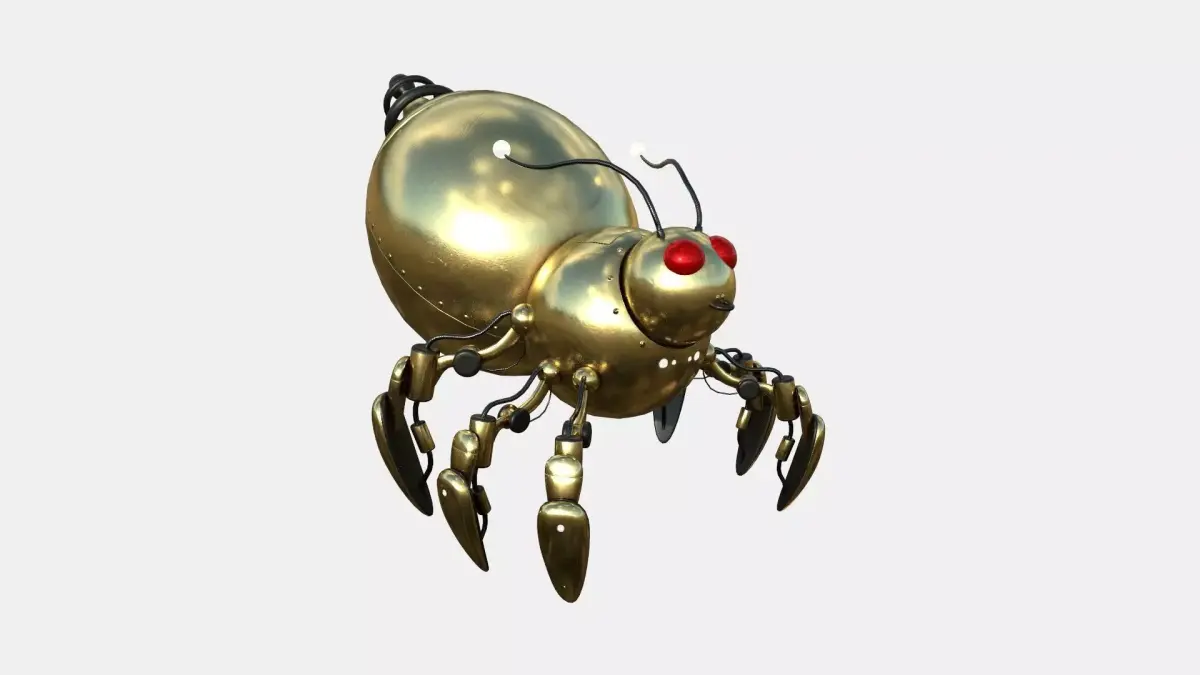 Cute Robot E08 Golden - SciFi Character Design Low-poly 3D model