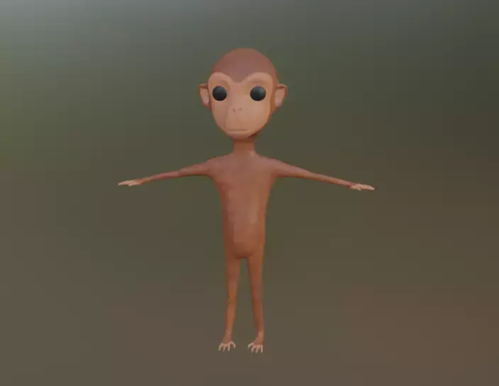 Cheerful Chubby Monkey - Stylized 3D Cartoon Model Low-poly 3D model