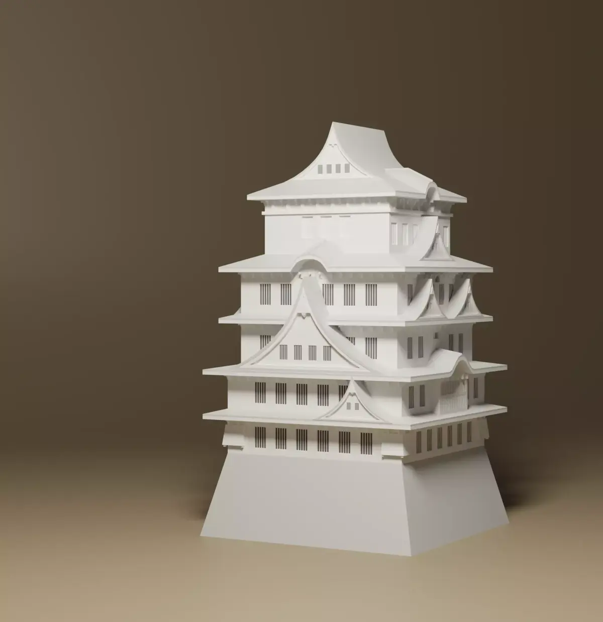 Cartoon Japanese Himeji Castle 3D model