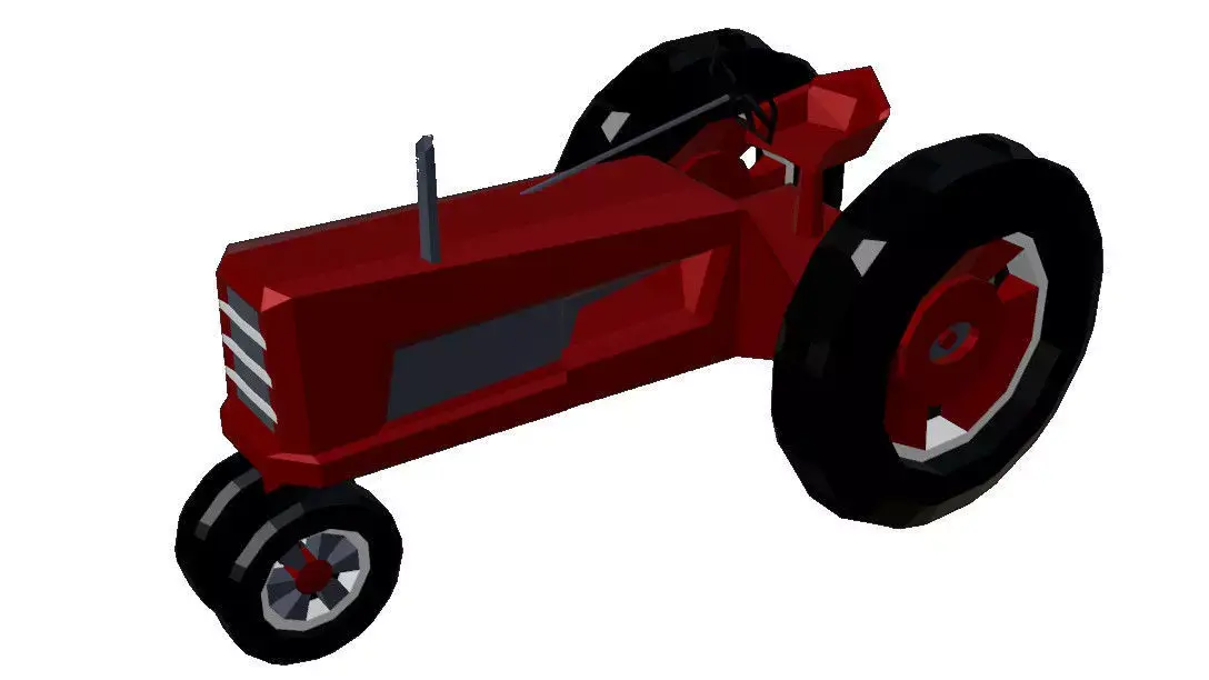 Low Poly Old Tractor Low-poly 3D model