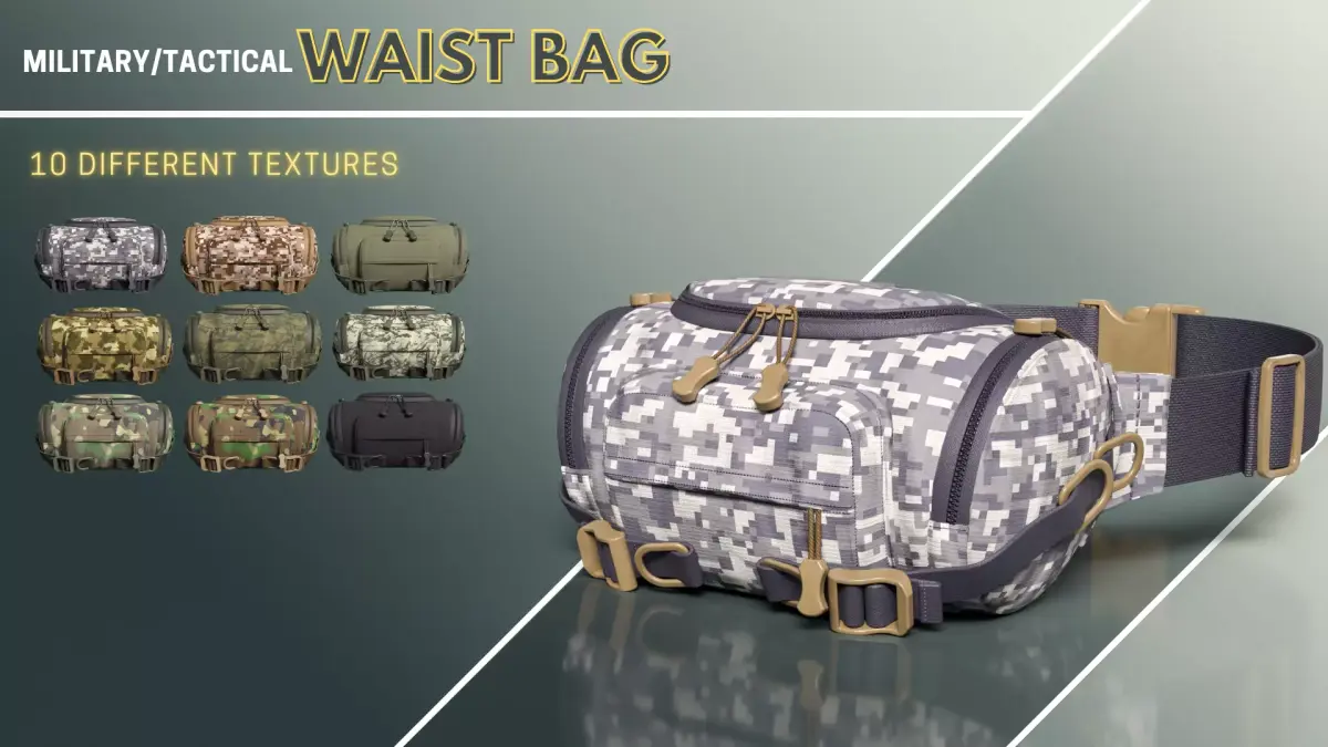 Military and Tactical Waist Bag Free 3D model