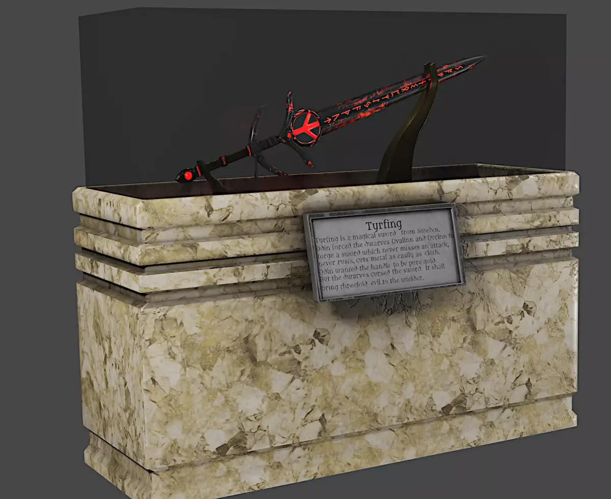 Tyrfing sword in stone box Free low-poly 3D model