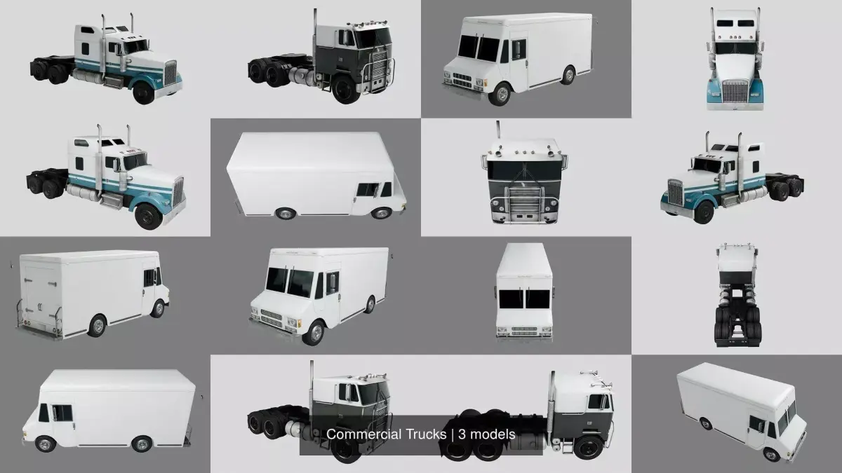 Commercial Trucks 3D Model Pack