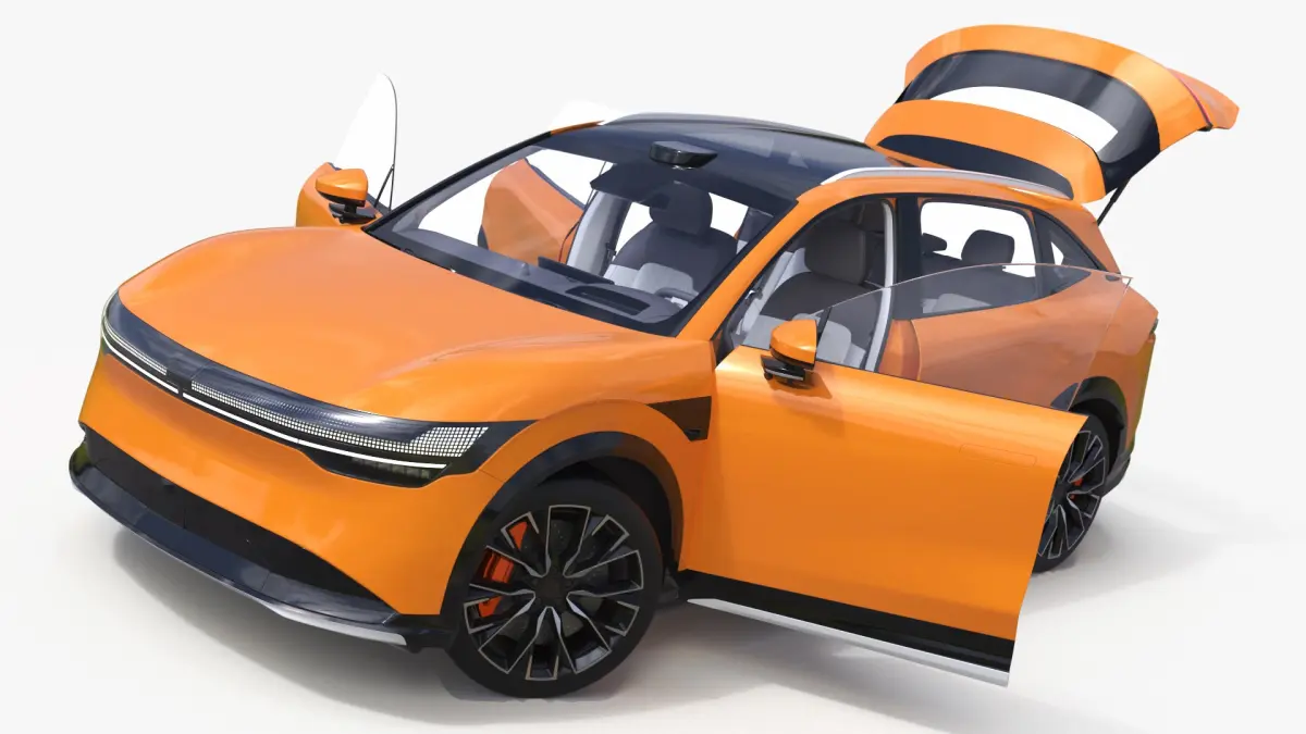 Electric SUV Sunset Orange Rigged 3D model