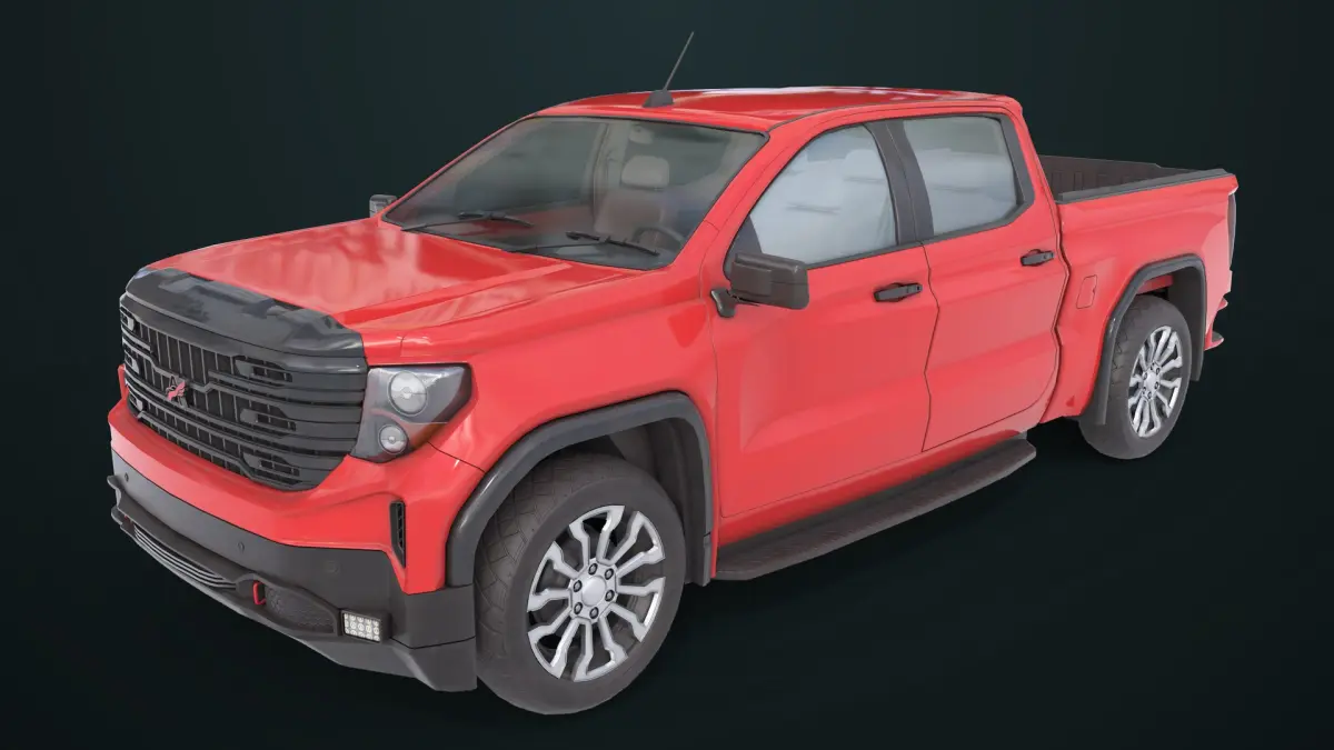Generic Pickup Truck 02 Red All PBR Unity UE Textures 3D model
