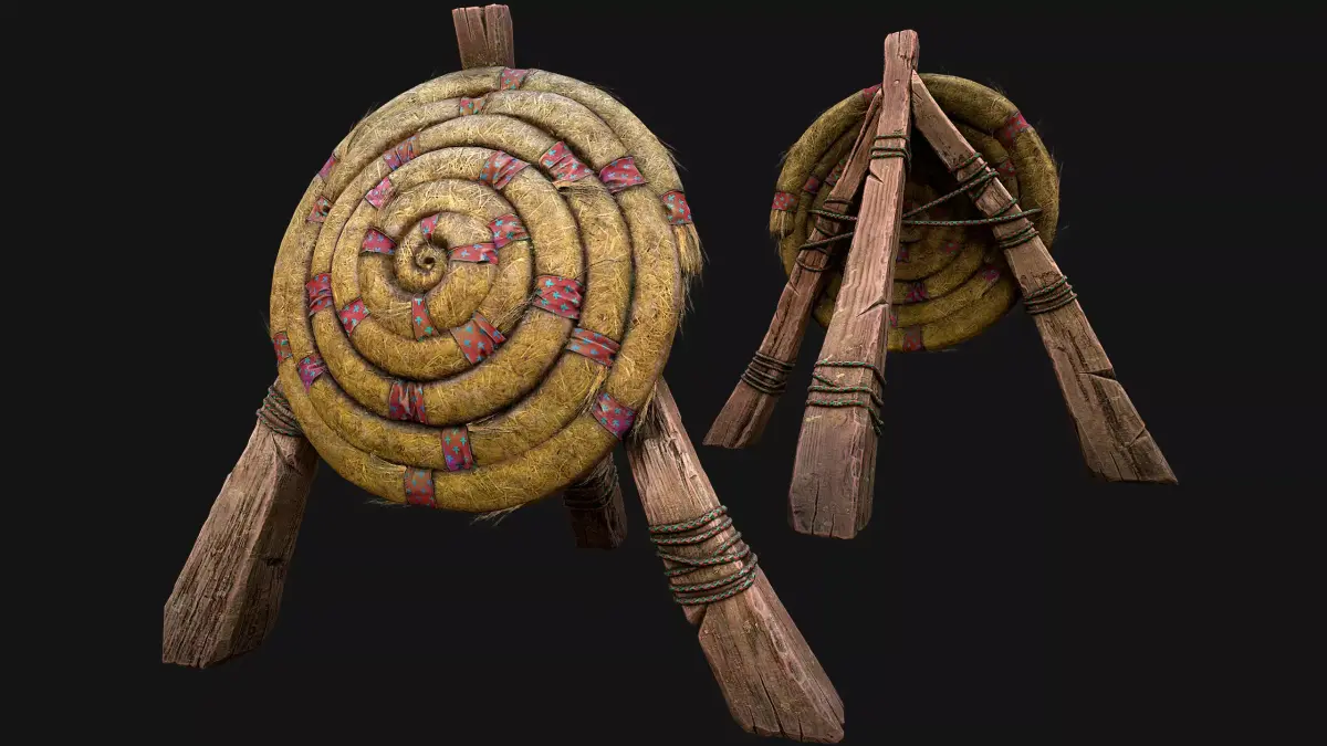 Medieval Wooden Straw Target Dummy for Combat Shooting range Low-poly 3D model
