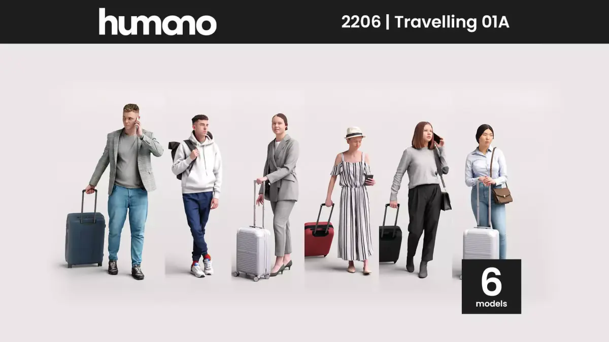 Humano 6-Pack - TRAVELING PEOPLE - 6x 3D models A purchase