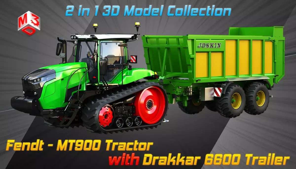 Fendt - MT900 Tractor with Drakkar 6600 Trailer 3D Model Pack purchase