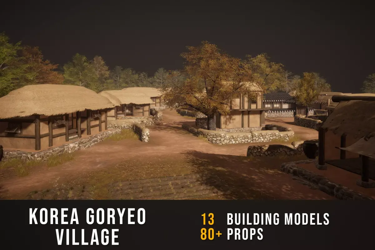 Korea Goryeo Village Low-poly 3D model