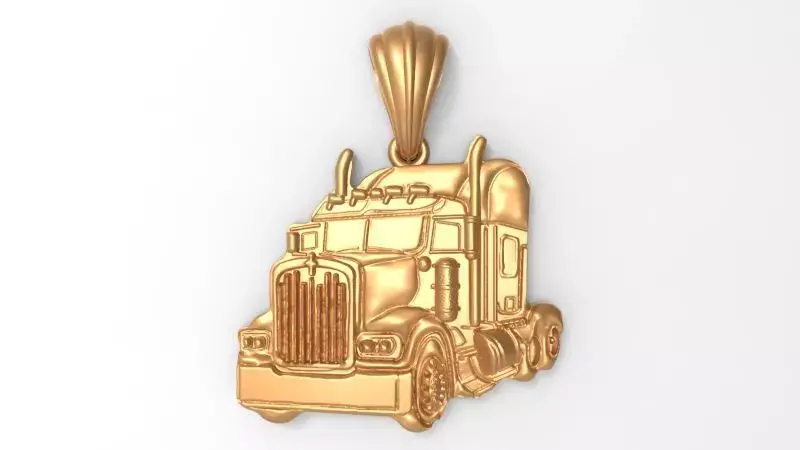 Semi Trailer Truck Pendant Necklace Jewerlry 3D print model get