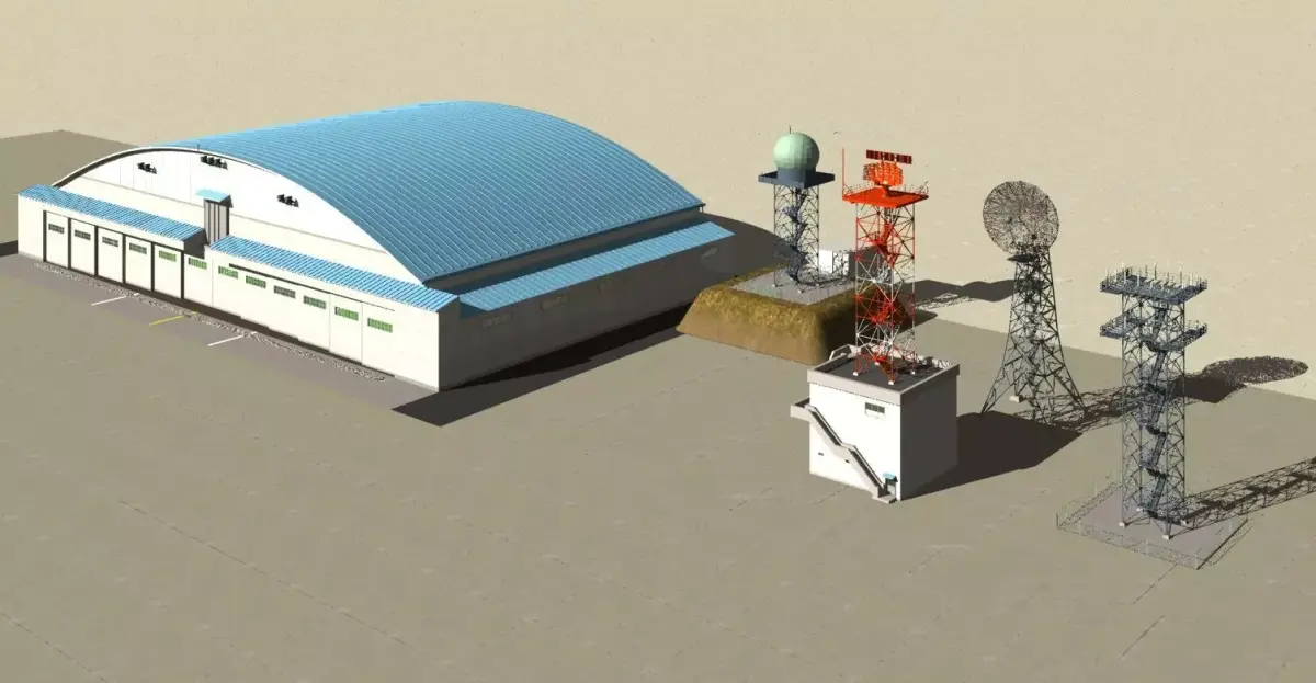 Aircraft hanger and 4rader 3D model