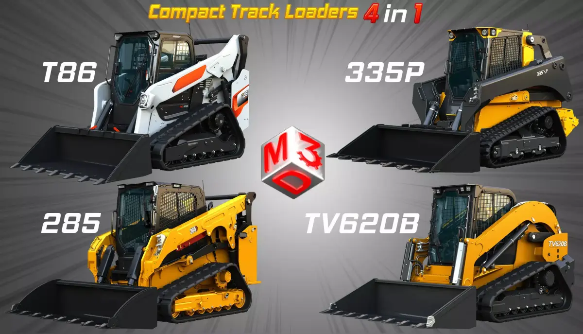 T86 - 280 - 335P - TV620B Compact Track Loaders 4 in 1 3D Model Pack