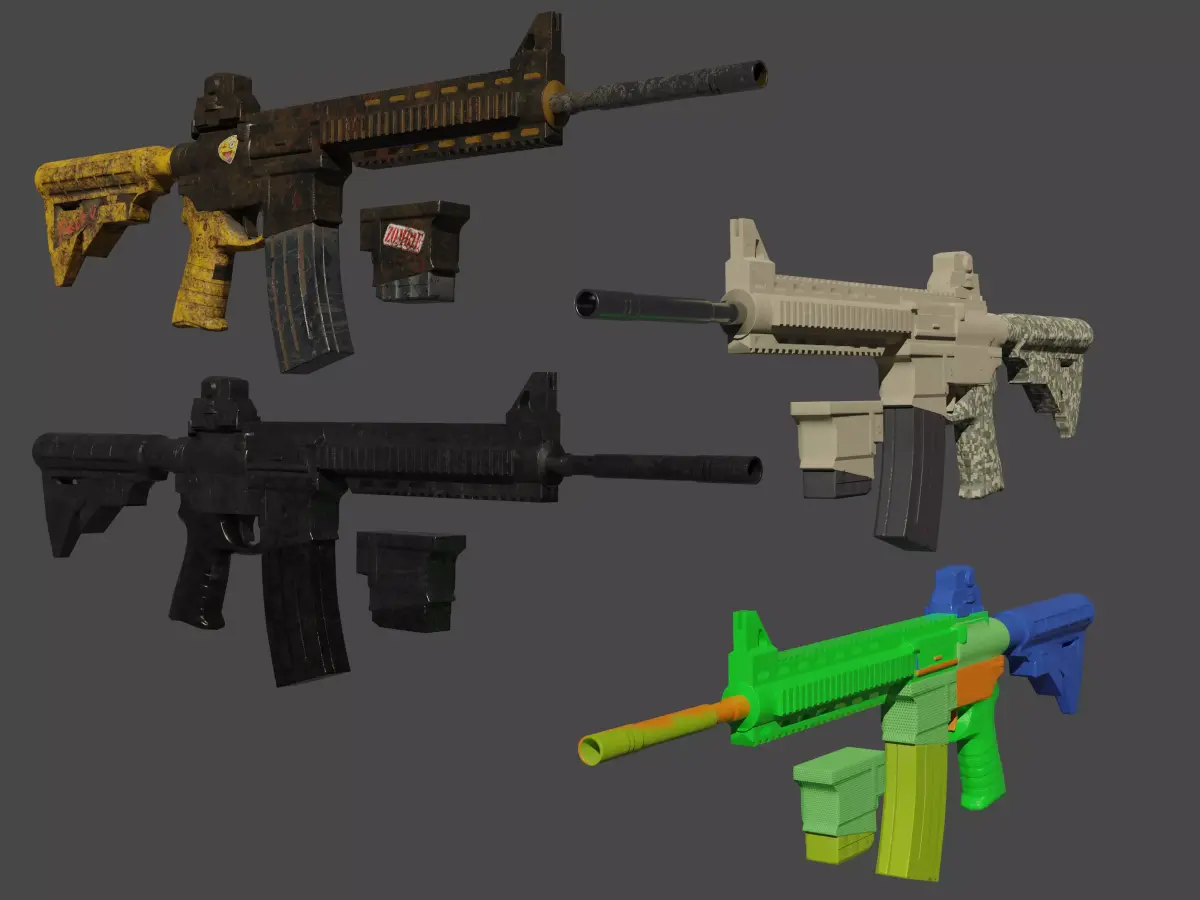 Low poly AR-15 military Gun  Low-poly 3D model