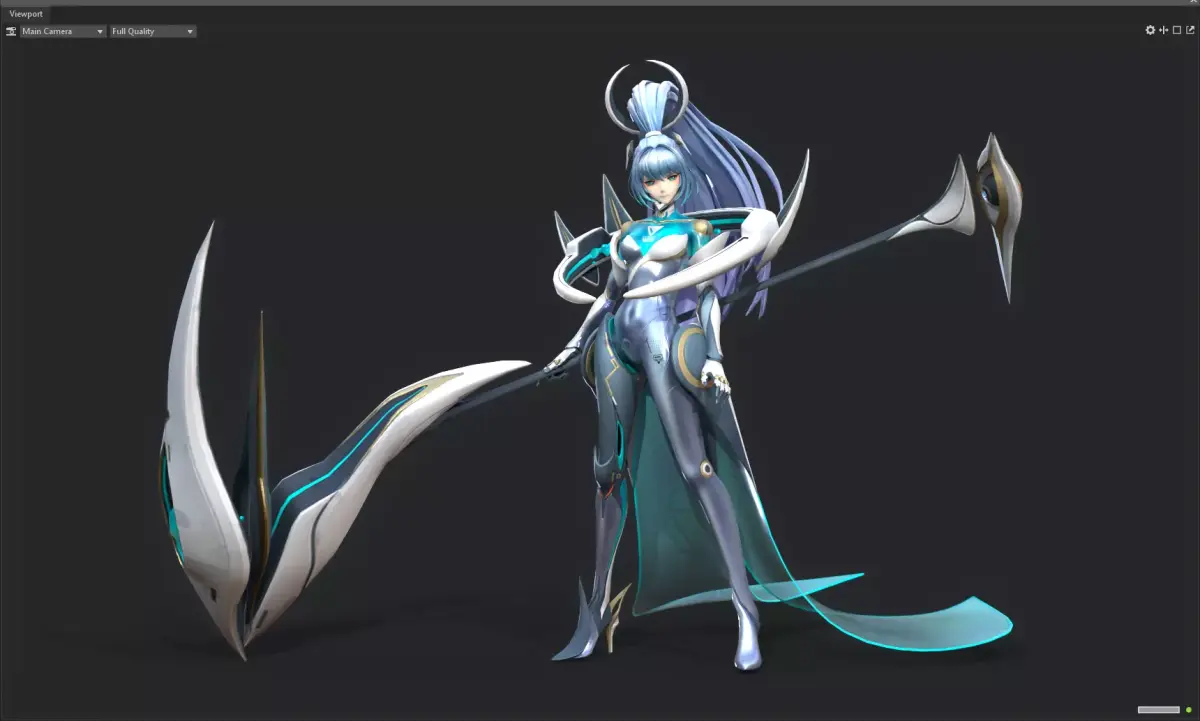 Future female sickle warrior Low-poly 3D model