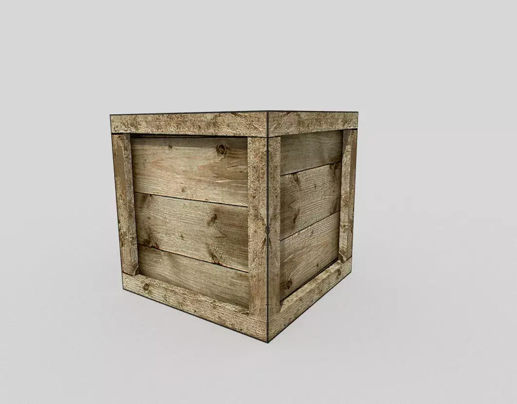 low poly wooden box Low-poly 3D model 2