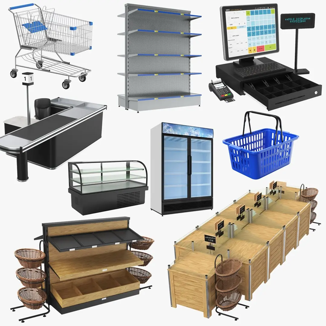 Empty Grocery Display Collection 3D model